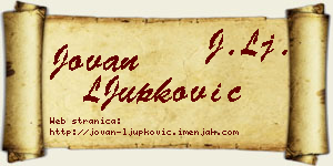 Jovan LJupković vizit kartica